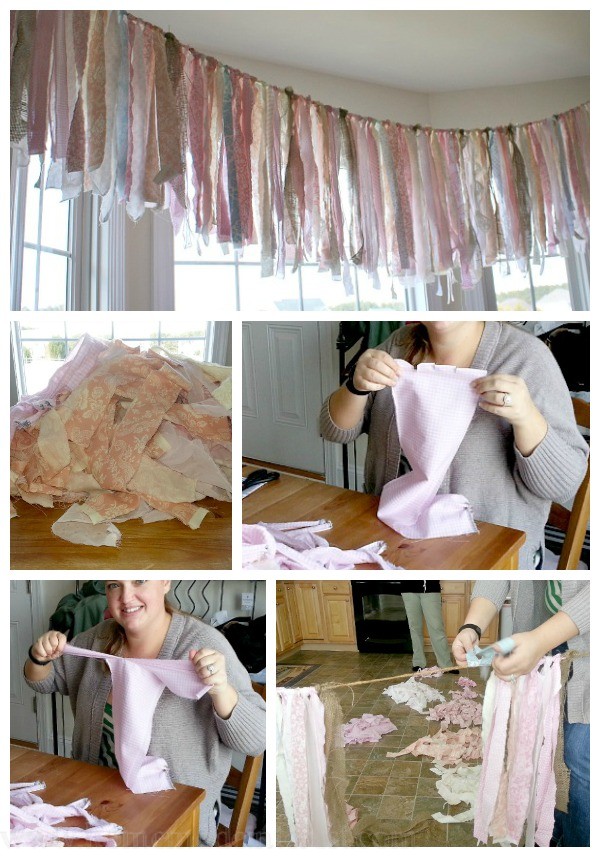 How to make a shabby chic rag banner. A great decoration for a vintage, shabby chic shower or birthday party. 