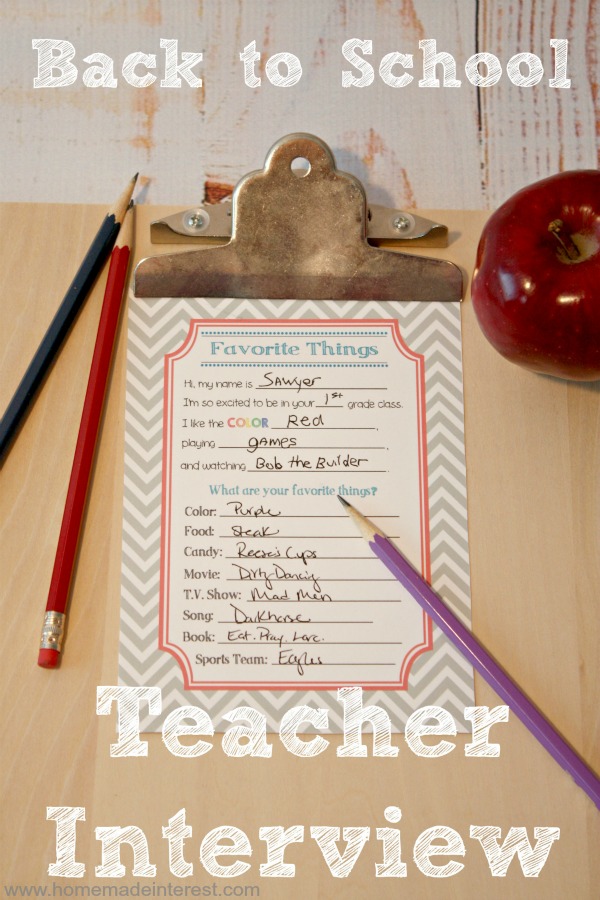 Back to School: Teacher Interview Free Printable {www.homemadeinterest.com}