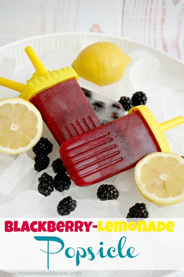 Blackberry and lemonade frozen into a delicious summer treat! This blackberry lemonade popsicle is sure to be a hit with kids and grown-ups. I’ll make these homemade popsicles all summer long.