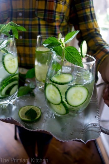 Cucumbers, Lime & Mint Infused Water