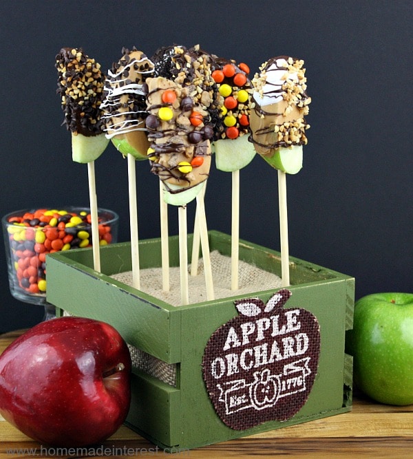Apple Kabobs are apples dipped in chocolate or caramel and then rolled in nuts and candy toppings. A perfecttreat for a holiday party or classroom snack.