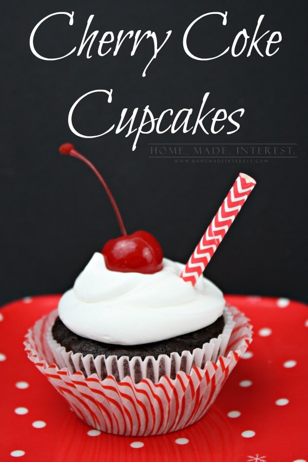 This Cherry Coke Cupcake recipe is so easy to make. All you need is a box of cake mix and a can of coke! Add a little cherry juice and you have cherry coke cupcakes. Put them in a jar and you have a fun homemade gift for friends or family. 