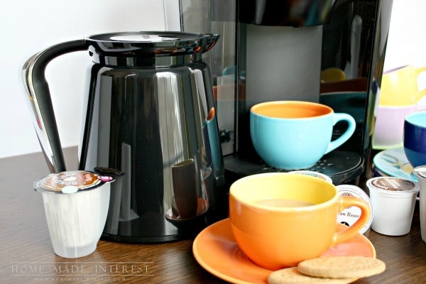 Whether you are a coffee drinker or not the Keurig 2.0 is handy to have around the house. You can make coffee, hot chocolate, tea, apple cider, etc. AND the new Keurig 2.0 makes cups and a carafe so it is great for dinner parties! If you are a coffee lover and you want to try something new check out our recipe for Iced Cheesecake Coffee. 