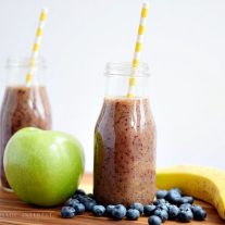 Healthy smoothie recipe that is kid-friendly. Your kids will love this smoothie recipe made with blueberries, apples, and bananas. They won’t even realize that you’ve added Sunsweet Prune juice!