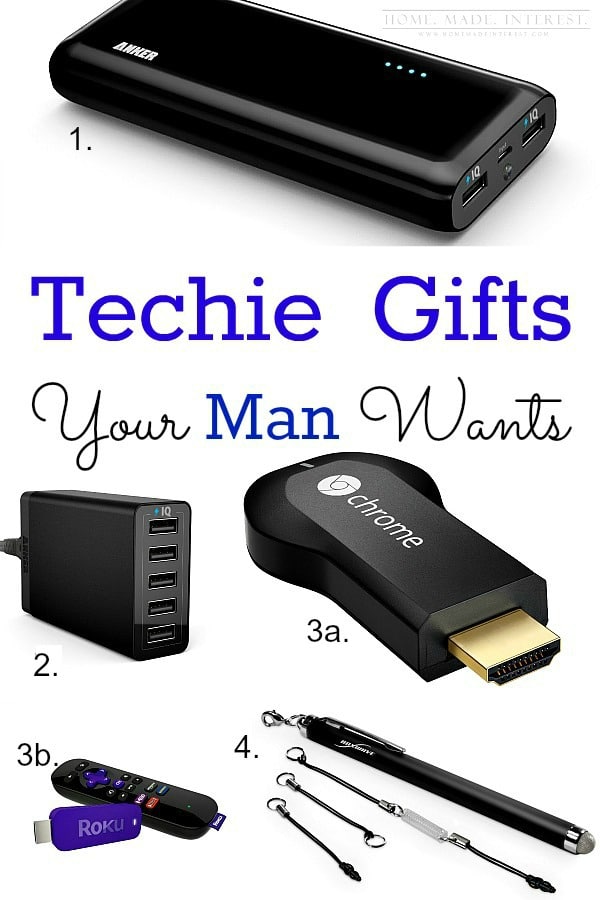 Tech gifts ideas for men. Roku, Chromecast, tablets, ipads, chargers….A list of the things guys really want! Birthday, holiday and anniversary ideas for men. 