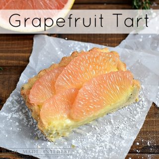 This grapefruit tart recipe is a little bit of sunshine. The bright, sweet and tart flavor of the Florida grapefruit goes perfectly with the flaky golden thyme shortbread crust.