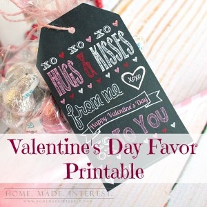 These Valentine’s Day printables can be personalized with the name of all of your kids’ friends! Attach them to a bag of chocolate hugs and kisses and you have a Valentine’s Day favor that everyone will love.