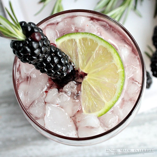 This is a fun alcoholic drink recipe is made with blackberries and Canada Dry Ginger Ale® fancied up with a blackberry and rosemary skewer. Beautiful and delicious!