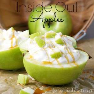 We’ve turned these apples inside out for a sweet treat inspired by the movie Inside Out. Marshmallow fluff and apple chunks make this a dessert that everyone will love.