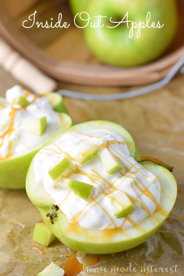We’ve turned these apples inside out for a sweet treat inspired by the movie Inside Out. Marshmallow fluff and apple chunks make this a dessert that everyone will love. 