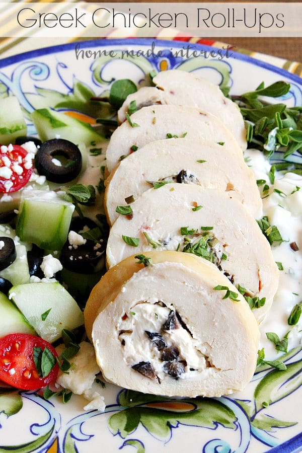 I love olives so these Greek chicken roll-ups with tzatziki are one of my favorite easy dinner recipes! 