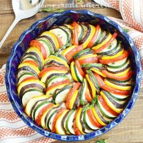 Ratatouille is a mix of fresh summer vegetables cooked in a light tomato sauce. It makes a wonderful side dish or quick dinner.