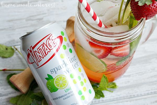 Fresh and bubbly, this Strawberry Mojito Sparkling water has all of the flavors of a mojito without the alcohol. 