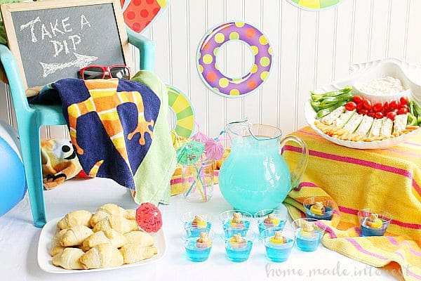 This end of summer, back to school, pool party is a fun way to say goodbye to Summer and hello Fall! We’ve got all sorts of pool party food ideas and decoration ideas.