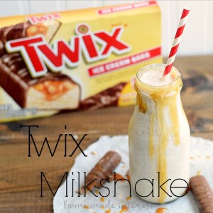 Caramel, cookie and ice cream all together in one awesome twix milkshake!