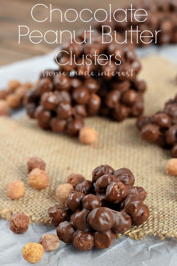Reese’s® Peanut Butter Puffs® cereal tossed with peanut butter and chocolate then dropped in small clusters. It is a great afterschool snack or simple party treat. 