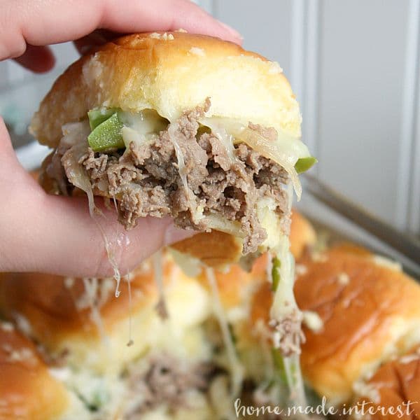 These sliders make great party food, especially during football season. Make everyone happy at your next game day party with Philly Cheesesteak sliders!