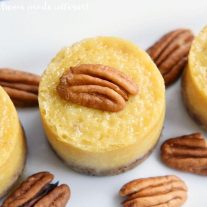 These mini honey pecan cheesecakes are made with sweet honey cheesecake over a pecan crust. They are a great dessert recipes for holiday parties.