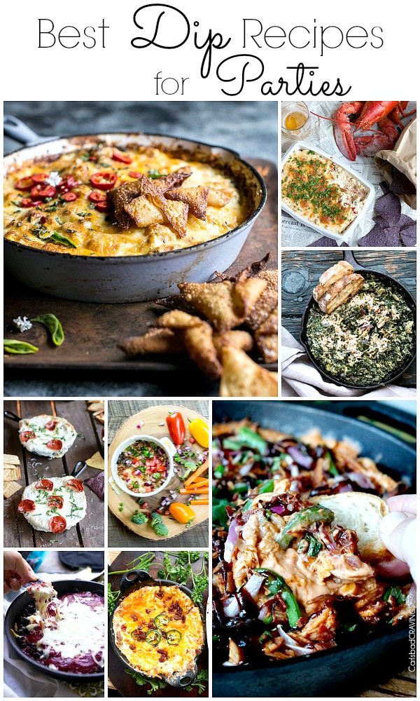 These are some of the best dip recipes for superbowl parties, holiday gatherings like Thanksgiving, Christmas and New Year's eve parties! Your guest will love munching on these amazing party dip recipes!