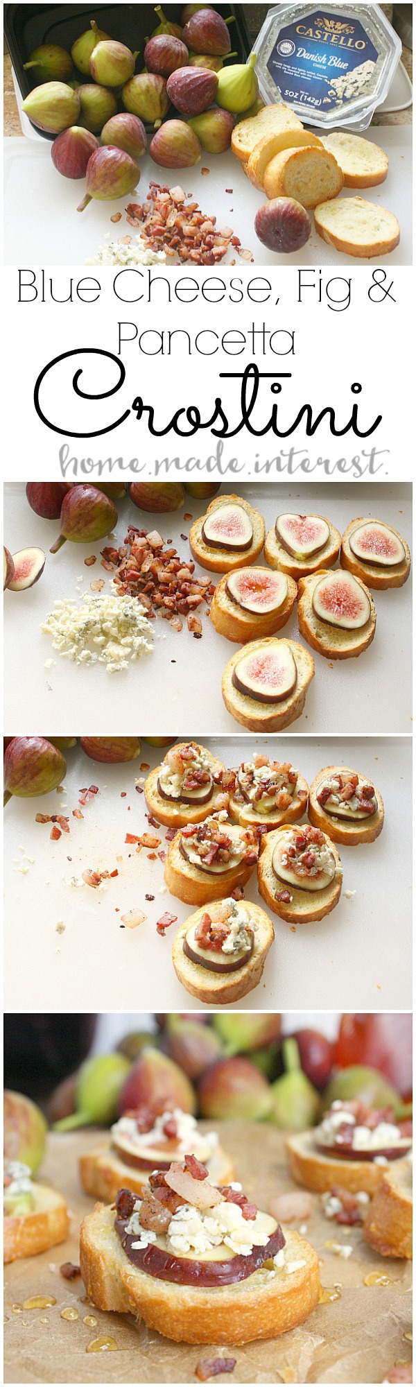 This easy appetizer recipe is fancy enough to serve at a dinner party but simple enough to make as a bite size appetizer on girls night. The sharp taste of blue cheese with fresh fig and the salty pancetta is amazing!