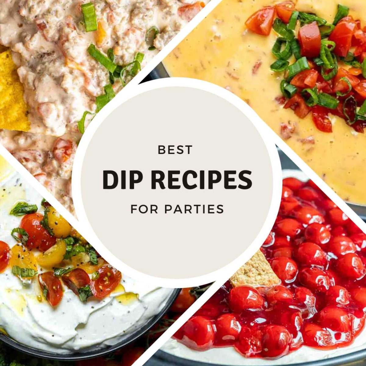 Collage of dip recipes for parties

