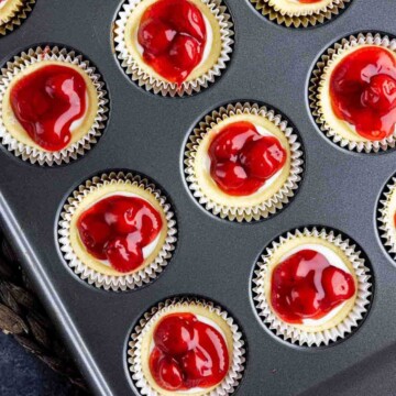 Honey pecan cheesecake cupcakes baked in a muffin tin