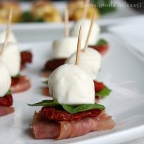 These antipasto skewers are quick to make. They are perfect for any dinner party or an easy New Year’s Eve appetizer recipe!
