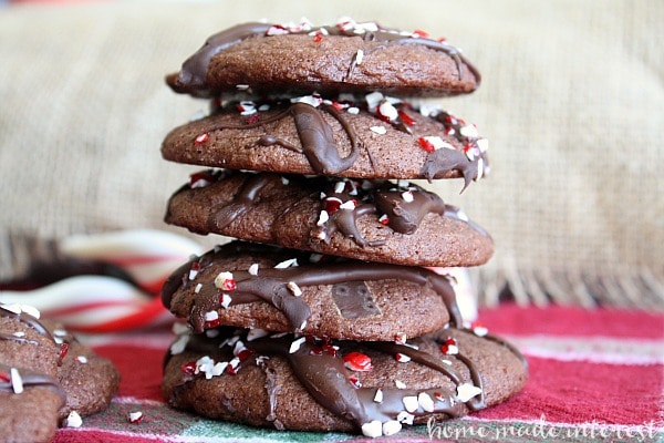 These peppermint mocha cookies are chocolate peppermint cookies with a hint of coffee flavor. This is my favorite Christmas cookie recipe!