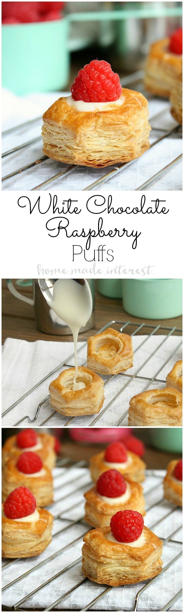 These sweet, bite size, White Chocolate Raspberry Puffs are a simple dessert recipe that is perfect for the holidays!