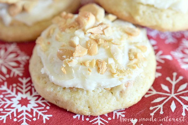 These Frosted Cashew Cookies are one of the best Christmas Cookie recipes you will find! Soft, chewy, cookies filled with cashews and topped with a buttercream frosting. You don’t get much better than that!