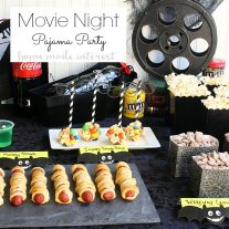 Pajama Party Movie Night - Put on your favorite PJs and grab some snacks, this Pajama party Movie night party is the perfect way to entertain the kids when the weather gets cold and they can’t go out and play. Sticky, salty and sweet S’Mores Popcorn balls are made with M&M’s and movie theater microwave popcorn for the perfect movie night treat.