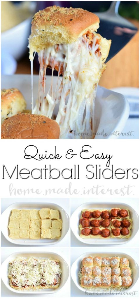 Pinterest image for Easy Meatball Sliders with title text