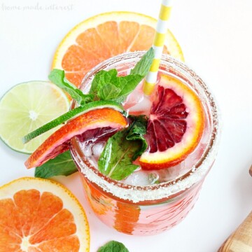 Top down view of Blood Orange Mojito