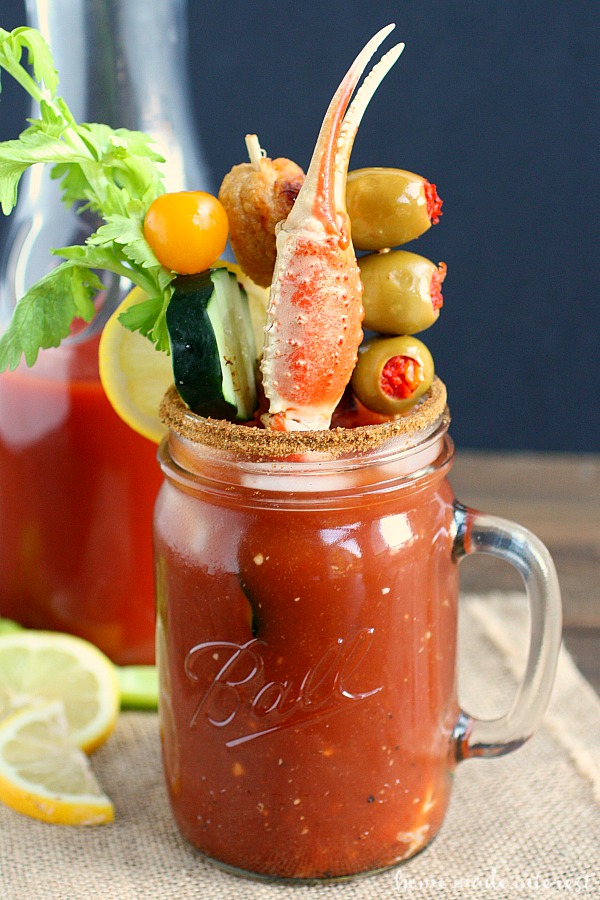 This easy and simple homemade Bloody Mary Recipe is the best you will ever taste. Adding a twist to a classic recipe and making it a Maryland Bloody Mary. A Bloody Mary bar would be a great brunch idea for a wedding or holidays.