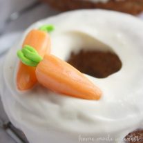 These mini edible carrots are a super cute Easter dessert decoration! You can add them to carrot cake or Easter cupcakes for a little extra Easter recipe fun :). You can even use the same technique to make other miniature fruit and vegetable decorations for other desserts.