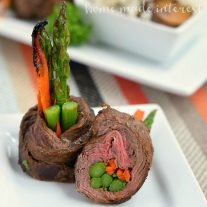 These Balsamic Steak Roll Ups are made with thin slices of flank steak, marinated in balsamic vinegar and rolled up around fresh vegetables. It is an easy dinner recipe that you can cook on the grill or on the stove. This is a great party recipe and it is perfect for a romantic Valentine’s Day dinner!