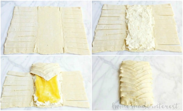 Steps for making a cheese danish braid