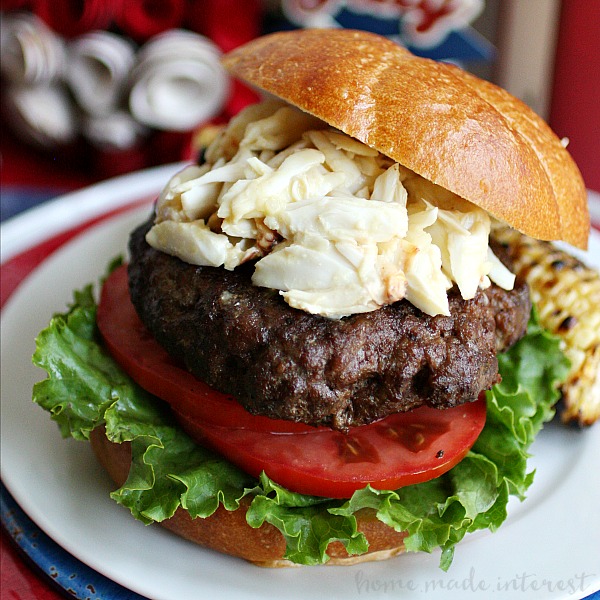 This decadent burger is grilled to perfection then topped with lump crab meat in a flavorful sauce. This is a burger recipe that is going to wow your guests at all of your summer parties! You can even make it as a quick weeknight recipe when you want to grill out but don’t want to share!