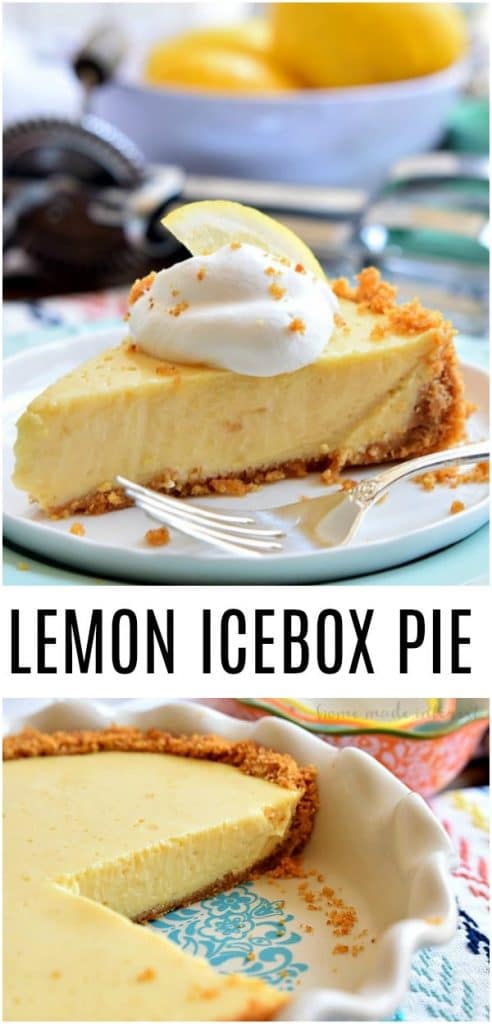 This Lemon Icebox Pie is a creamy lemon pie filling made with sweetened condensed milk baked into a graham cracker crust. It is one of the best summer pies you’ll ever make! This is an amazing lemon dessert recipe for Easter dessert or Mother's Day dessert. #lemon #pie #dessert #easter #mothersday