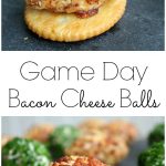 These simple game day bacon cheese balls are an easy game day appetizer that everyone will love! Make these bacon cheese balls for your next tailgating, game day, or superbowl party and watch them disappear. This is an easy game day recipe that going perfect on a cracker.
