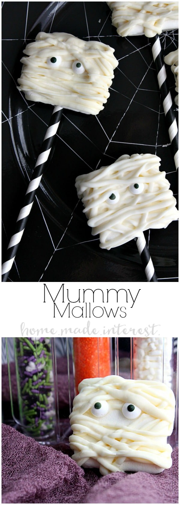 Are you ready for this seriously cute Marshmallow Halloween recipe? These adorable Mummy Marshmallows are an easy Halloween recipe that just takes some melted candys and a big campfire marshmallow. Kids are going to love this Halloween Dessert recipe and it is easy enough to make for a Halloween party. 