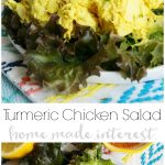 This easy turmeric chicken salad is full of flavor and healthy benefits like antioxidants. It is a healthy low carb lunch or dinner recipe that you can make ahead of time.