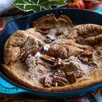 If you love fall recipes and pumpkin this Pumpkin Spice Dutch Baby is going to blow your mind. This easy dutch baby recipe is the perfect fall brunch or fall breakfast recipe with the warm, fragrant, delicious flavor of pumpkin spice!
