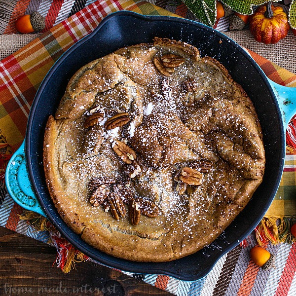 If you love fall recipes and pumpkin this Pumpkin Spice Dutch Baby is going to blow your mind. This easy dutch baby recipe is the perfect fall brunch or fall breakfast recipe with the warm, fragrant, delicious flavor of pumpkin spice!