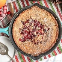 Cranberry buckle baked in a cast iron skillet
