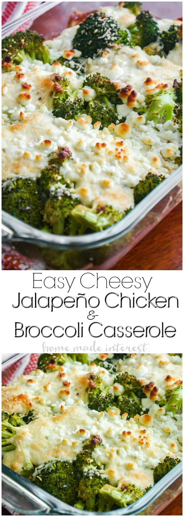 Easy Cheesy Jalapeno Chicken and Broccoli Casserole | This cheesy jalapeno chicken and broccoli casserole is an easy low carb dinner recipe that is packed full of flavor. If you are looking for a low carb recipe idea you’ll love this low carb casserole. It is a great easy weeknight dinner recipe that the whole family will love. 