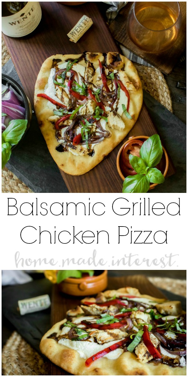 Balsamic Glazed Chicken Pizza | This easy naan pizza is fresh and light. It makes a great lunch recipe. Balsamic Glazed Chicken Pizza recipe is an easy pizza recipe with fresh ingredients. It’s an easy weeknight dinner and is a single serving pizza recipe that the entire family will enjoy. 