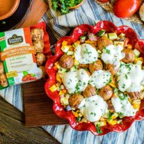 Low Carb Meatball and Vegetables Casserole | If you are eating low carb and are looking for an easy low carb recipe that makes a great low carb dinner this low carb meatball and vegetables casserole is the answer. This low carb casserole is made in under 30 minutes and is chocked full of delicious summer vegetables and low carb meatballs.