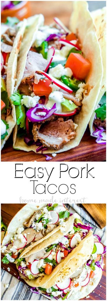 Pork Tacos | Pork tenderloin and fresh ingredients make these easy Pork Tacos a great back-to-school dinner recipe for busy weeknights! If you’re looking for a quick dinner recipe make these pork tacos.