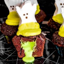Halloween Chocolate cupcakes with ghost